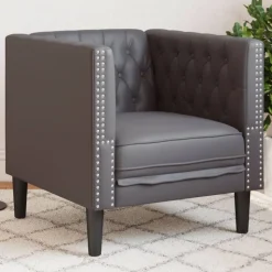 vidaXL Chesterfield-sofastol kunstlæder grå