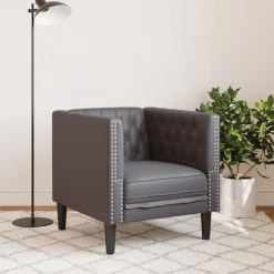 vidaXL Chesterfield-sofastol kunstlæder grå