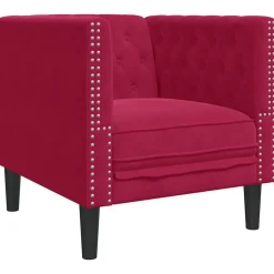 vidaXL Chesterfield-sofastol fløjl vinrød