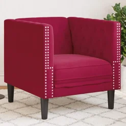 vidaXL Chesterfield-sofastol fløjl vinrød
