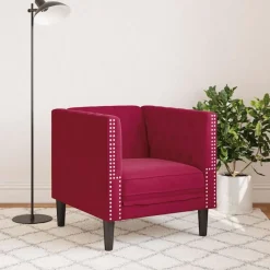 vidaXL Chesterfield-sofastol fløjl vinrød