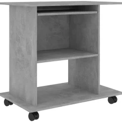 vidaXL computerbord 80x50x75 cm konstrueret træ betongrå