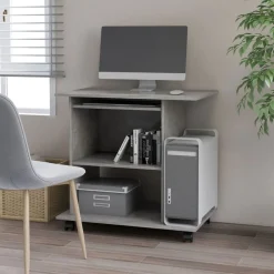 vidaXL computerbord 80x50x75 cm konstrueret træ betongrå