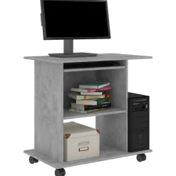 vidaXL computerbord 80x50x75 cm konstrueret træ betongrå