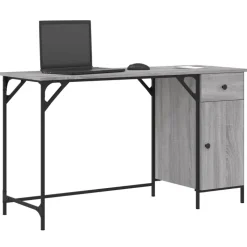 vidaXL computerbord 131x48x75 cm konstrueret træ grå sonoma-eg