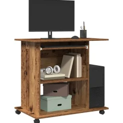 vidaXL computerbord 80x50x75 cm spånplade antikt træ