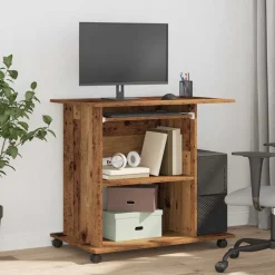 vidaXL computerbord 80x50x75 cm spånplade antikt træ