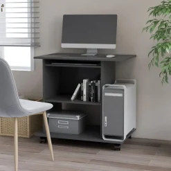 vidaXL computerbord 80x50x75 cm spånplade grå