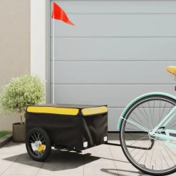 vidaXL cykelanhænger 30 kg jern sort og gul