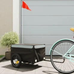 vidaXL cykelanhænger 30 kg jern sort og grå