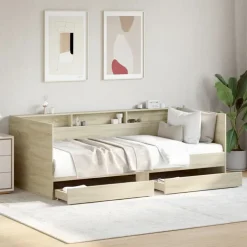 vidaXL daybed med skuffer uden madras 100x200 cm sonoma-eg