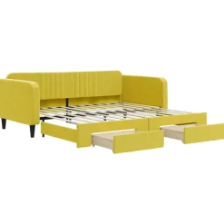 vidaXL daybed med udtræk og skuffer 100x200 cm velour gul