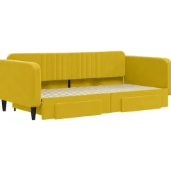 vidaXL daybed med udtræk og skuffer 100x200 cm velour gul