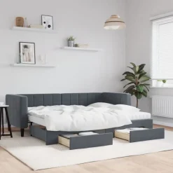 vidaXL daybed med udtræk og skuffer 80x200 cm velour mørkegrå