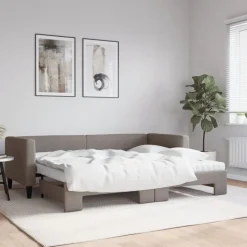 vidaXL daybed med udtræk og madras 80x200 cm stof gråbrun