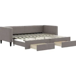 vidaXL daybed med udtræk og skuffer 80x200 cm stof gråbrun