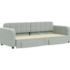 vidaXL daybed med udtræk og skuffer 80x200 cm velour lysegrå