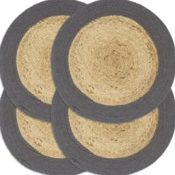 vidaXL dækkeservietter 4 stk. 38 cm jute og bomuld natur og antracit