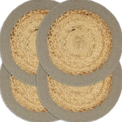 vidaXL dækkeservietter 4 stk. 38 cm jute og bomuld natur og grå
