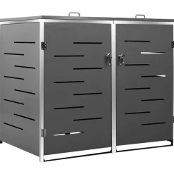 vidaXL dobbelt skraldespandsskjuler 138x77,5x112,5 cm rustfrit stål