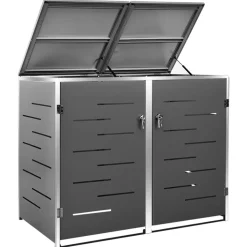 vidaXL dobbelt skraldespandsskjuler 138x77,5x112,5 cm rustfrit stål