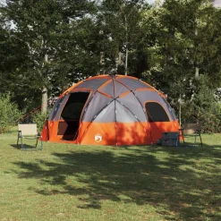 vidaXL Dome Telt med tag Grå og orange 475 x 475 x 235 cm taft