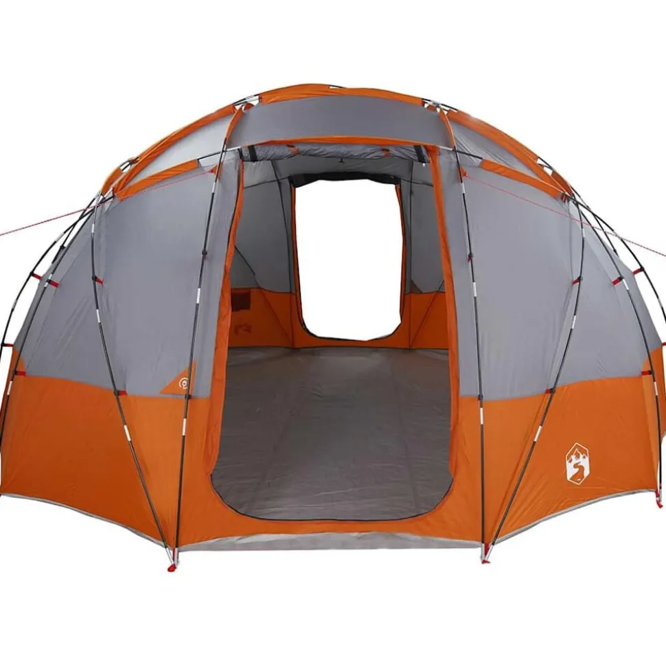 vidaXL Dome Telt med tag Grå og orange 475 x 475 x 235 cm taft