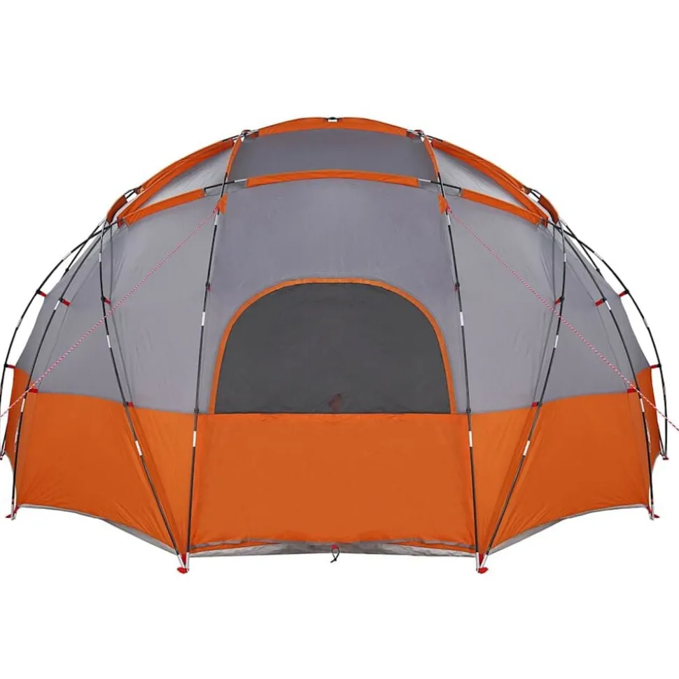 vidaXL Dome Telt med tag Grå og orange 475 x 475 x 235 cm taft