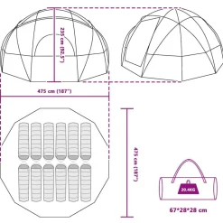 vidaXL Dome Telt med tag Grå og orange 475 x 475 x 235 cm taft
