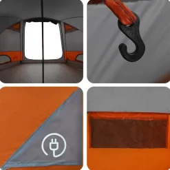 vidaXL Dome Telt 4-Personer med tag Grå og orange 505 x 450 x 248 cm