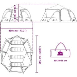 vidaXL Dome Telt 4-Personer med tag Grå og orange 505 x 450 x 248 cm