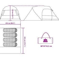vidaXL Dome Telt 4-Personer med tag Grå og orange 455 x 252 x 178 cm