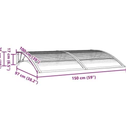 vidaXL dørbaldakin 150x100 cm polycarbonat grå
