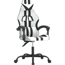 vidaXL drejelig gamingstol kunstlæder hvid og sort