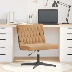 vidaXL drejelig kontorstol Beige krøllet uld-lignende stof