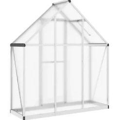 vidaXL drivhus med fundamentramme 169x58x195 cm aluminium sølvfarvet