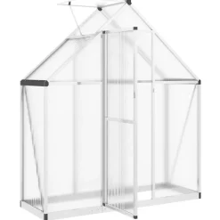 vidaXL drivhus med fundamentramme 169x58x195 cm aluminium sølvfarvet
