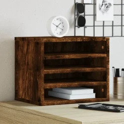 vidaXL dueslag til skrivebord 36x26x29,5 cm konstrueret træ røget eg