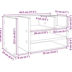 vidaXL dueslag til skrivebord 44,5x24x25 cm konstrueret træ betongrå