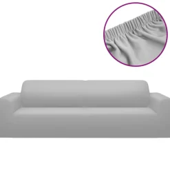 vidaXL elastisk 3-personers sofabetræk polyesterjersey grå