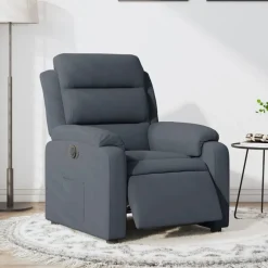 vidaXL eldrevet lænestol velour mørkegrå