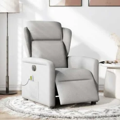 vidaXL eldrevet massagestol stof skygrå