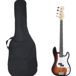 vidaXL elektrisk basguitar til begyndere inkl. taske 4/4 46" brun hvid