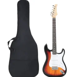 vidaXL elektrisk guitar til begyndere inkl. taske 4/4 39" brun hvid