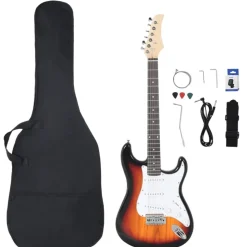 vidaXL elektrisk guitar til begyndere inkl. taske 4/4 39" brun hvid
