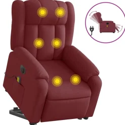vidaXL elektrisk massagestol med løftefunktion stof vinrød