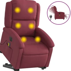vidaXL elektrisk massagestol med løftefunktion stof vinrød