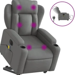 vidaXL elektrisk massagestol med løftefunktion stof mørkegrå