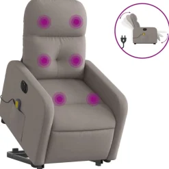 vidaXL elektrisk massagestol med løftefunktion stof gråbrun