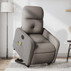 vidaXL elektrisk massagestol med løftefunktion stof gråbrun